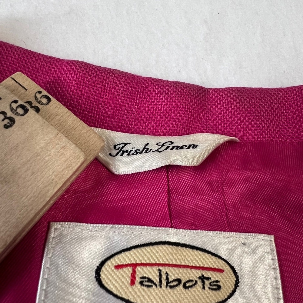 Talbots Blazer Womens 12 Fuschia Pink Irish Linen Colorful Jacket Wedding Summer - Picture 6 of 16